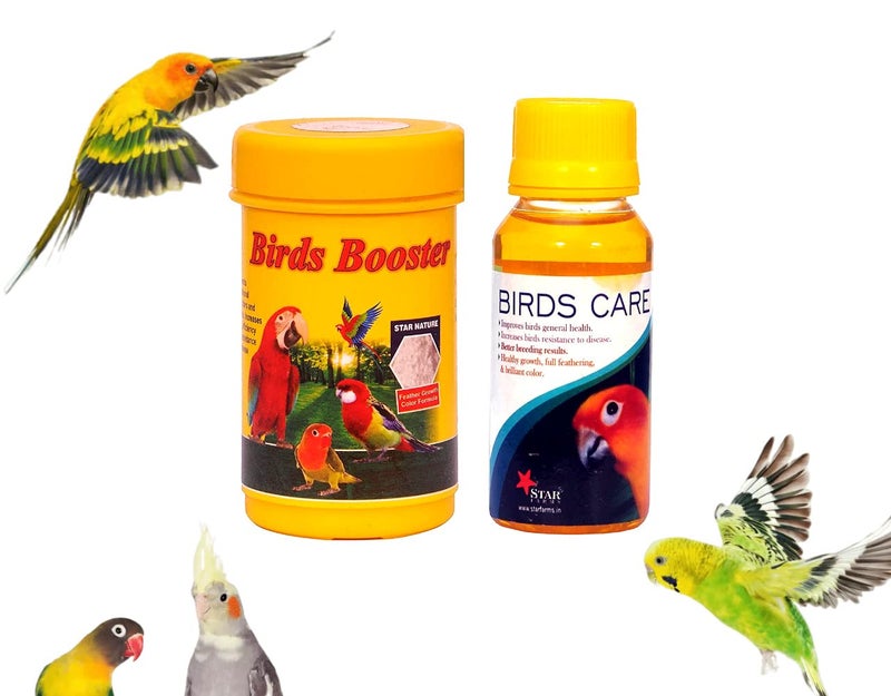 VAYINATO® Bird Booster, 50g & Birds Care, 60ML Combo Health Supplements for All Kind of Pet Birds by Petzlifeworld - Image 1