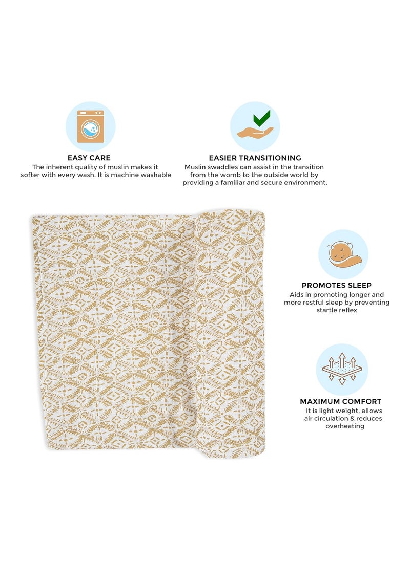 Crane BABY Cotton Muslin Swaddle Wrap For New Born Baby, 0-18 M+, 120 cm x 120 cm  - Image 4