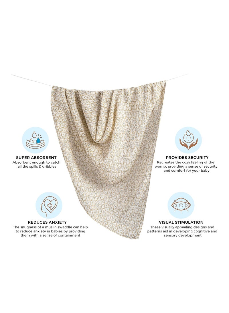 Crane BABY Cotton Muslin Swaddle Wrap For New Born Baby, 0-18 M+, 120 cm x 120 cm  - Image 3
