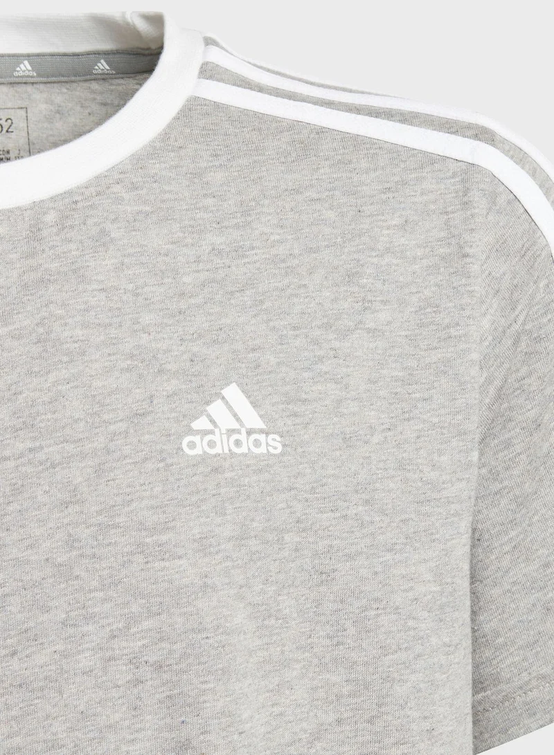 adidas تيشيرت قطن فضفاض اساسي بـ 3 خطوط