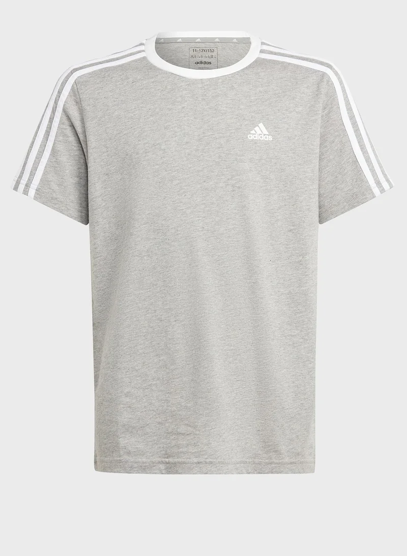 adidas تيشيرت قطن فضفاض اساسي بـ 3 خطوط