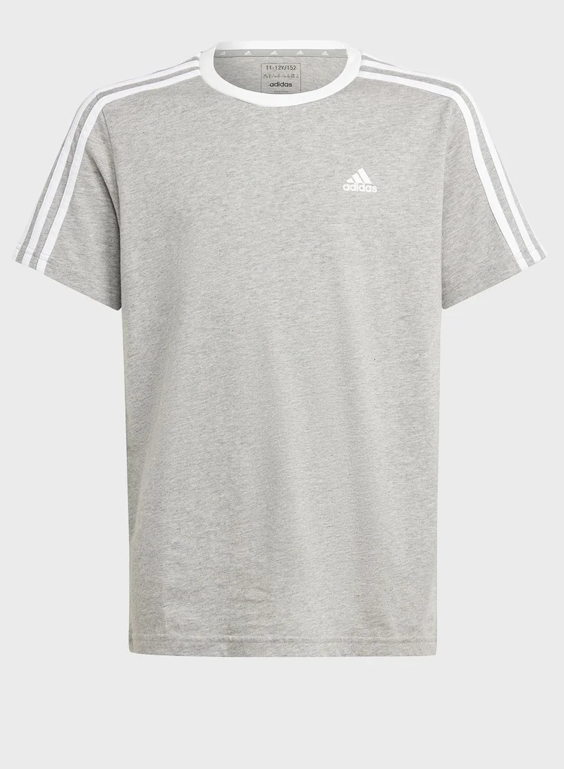 adidas تيشيرت قطن فضفاض اساسي بـ 3 خطوط