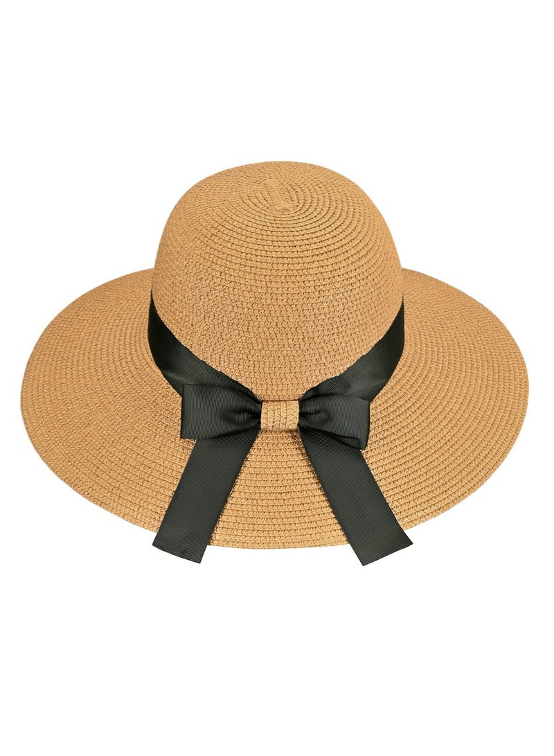 KASTWAVE Women's Straw Sun Hat, All-Match Fashion Wide Brim Beach Hats Foldable Fedora Bucket Hat Summer - Image 1