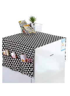 O Ozone Fridge Dust-Proof Cotton Cover Multi-Purpose Washing Machine Top Cover with Storage Pockets for Pods Home and Kitchen (Black Pattern)  - Image 5