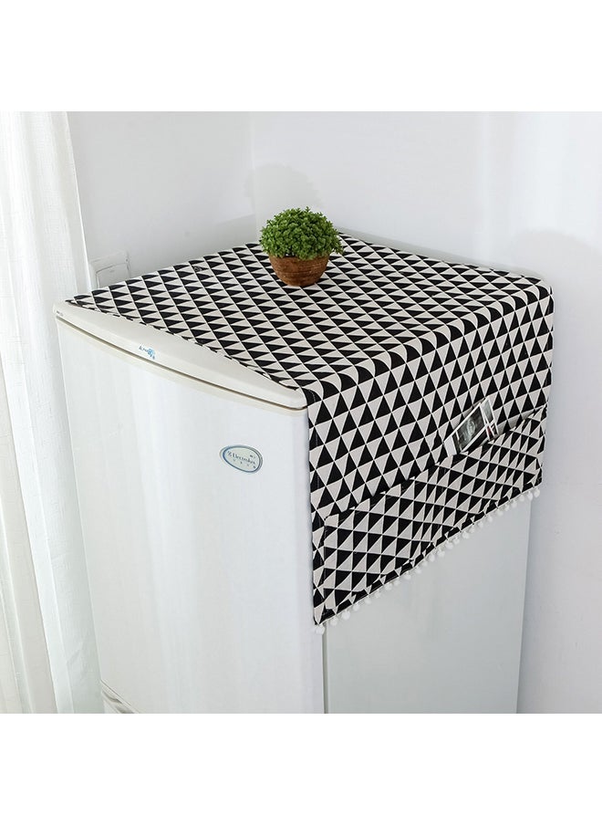 O Ozone Fridge Dust-Proof Cotton Cover Multi-Purpose Washing Machine Top Cover with Storage Pockets for Pods Home and Kitchen (Black Pattern)  - Image 1