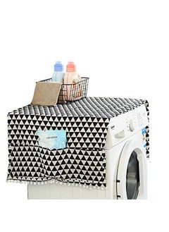 O Ozone Fridge Dust-Proof Cotton Cover Multi-Purpose Washing Machine Top Cover with Storage Pockets for Pods Home and Kitchen (Black Pattern)  - Image 2