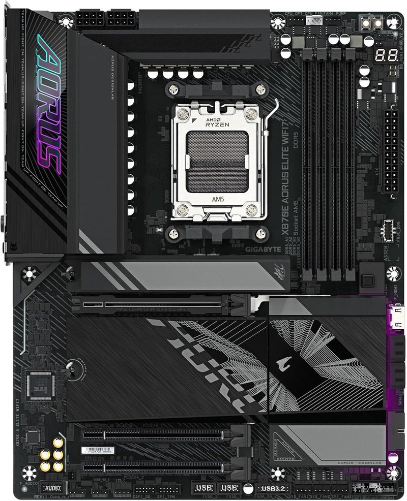 Micro Center AMD Ryzen 9 9950X CPU Processor with GIGABYTE X870E AORUS Elite WIFI7 AM5 Motherboard (ATX, DDR5, 4X M.2, PCIe 5.0, USB4) - Image 3