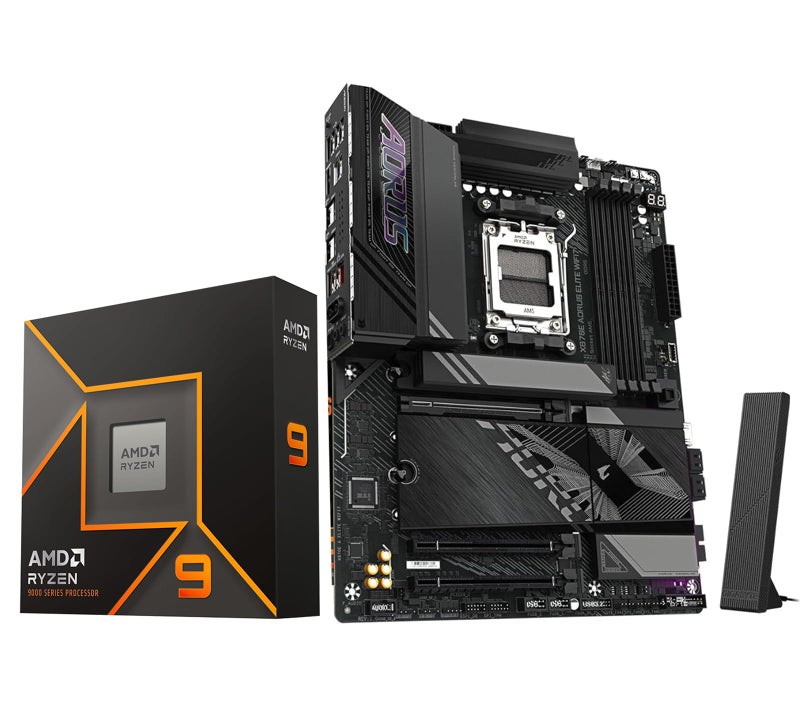 Micro Center AMD Ryzen 9 9950X CPU Processor with GIGABYTE X870E AORUS Elite WIFI7 AM5 Motherboard (ATX, DDR5, 4X M.2, PCIe 5.0, USB4) - Image 1