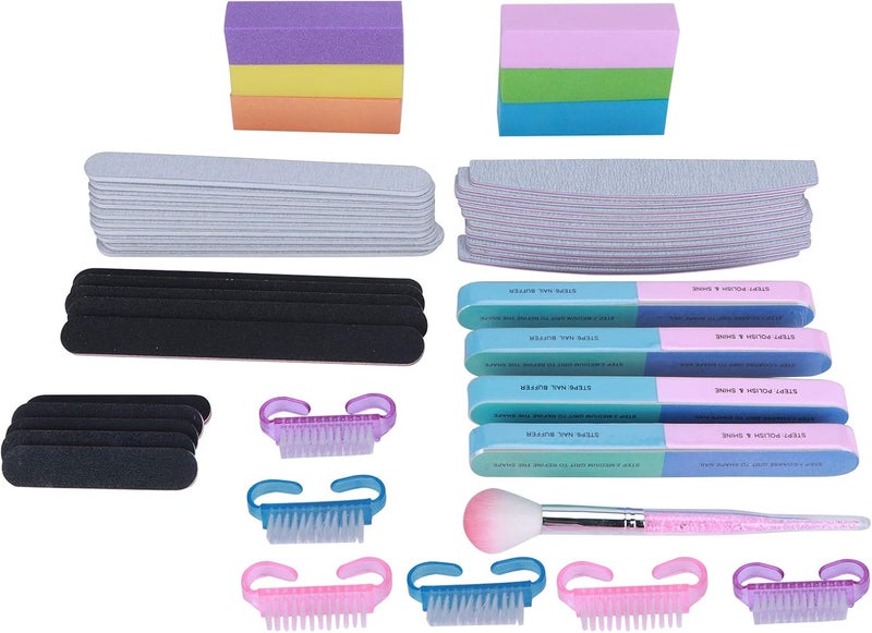 47pcs Nail File and Buffer Set, Professional Manicure Tool Kit with 100/180 Grit Files, 120 Grit Foam Buffers, Nail Brush for Acrylic and Nails - Image 1