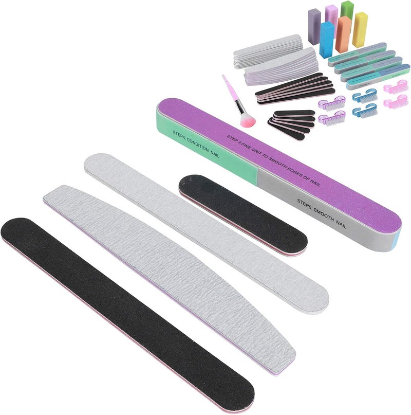 47pcs Nail File and Buffer Set, Professional Manicure Tool Kit with 100/180 Grit Files, 120 Grit Foam Buffers, Nail Brush for Acrylic and Nails - Image 3
