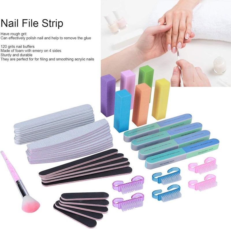 47pcs Nail File and Buffer Set, Professional Manicure Tool Kit with 100/180 Grit Files, 120 Grit Foam Buffers, Nail Brush for Acrylic and Nails - Image 4