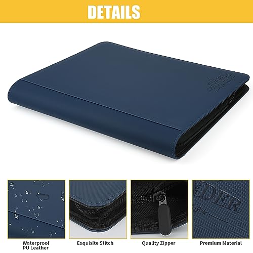 CARDBINDER Toploader Binder,Toploader Hard Cases, 4-Pocket Pages Sleeves Hold up 128 Cards.Toploader Card Binder with Sleeves for “3×4” rigid，Card Holder(blue) - Image 3