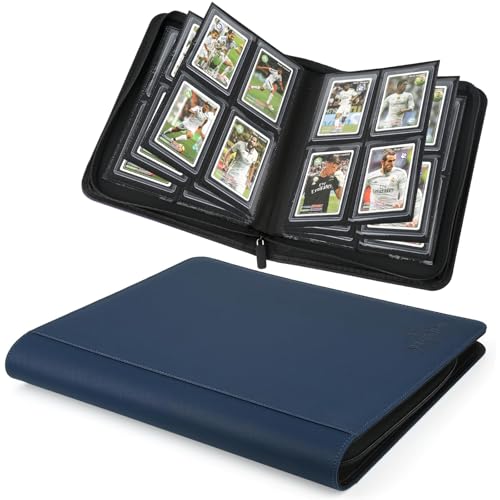 CARDBINDER Toploader Binder,Toploader Hard Cases, 4-Pocket Pages Sleeves Hold up 128 Cards.Toploader Card Binder with Sleeves for “3×4” rigid，Card Holder(blue) - Image 1