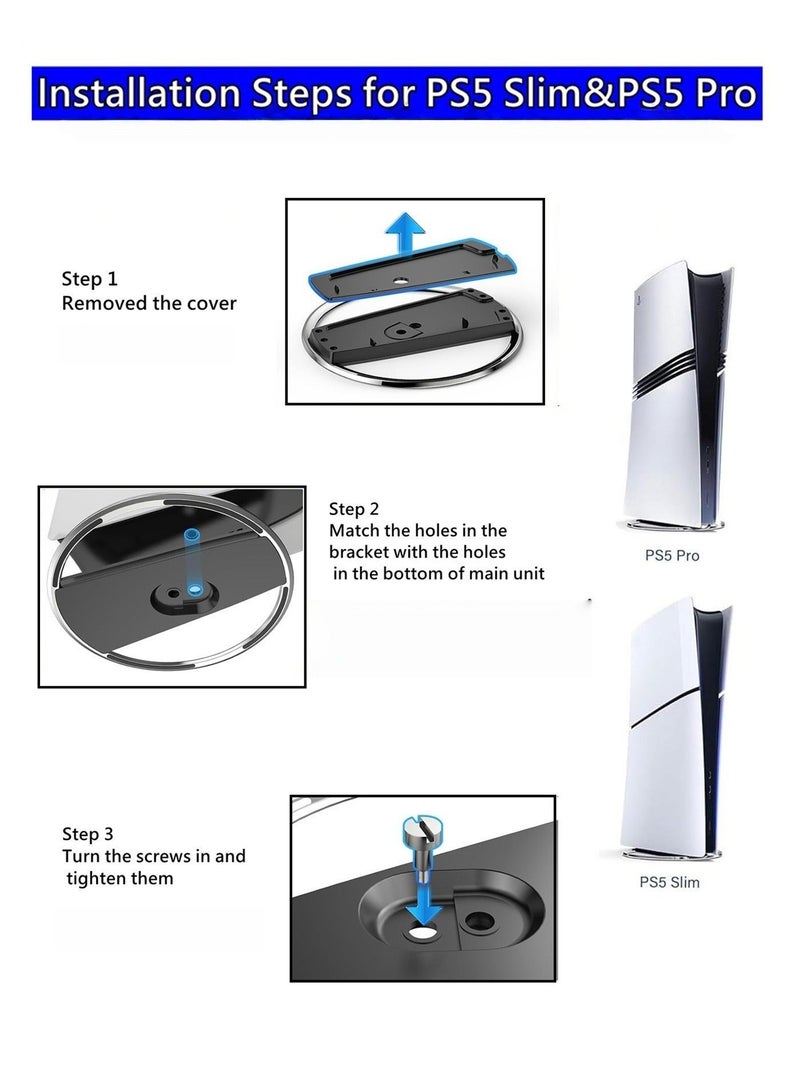 CoolRabbie Vertical Stand for PS5 Pro and PS5 Slim Console Disc & Digital, Stable and Easy-to-Install with Sturdy Screw, Compatible PlayStation 5 Accessory - Image 2