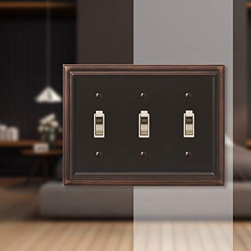 AMERELLE 94TTTVB Continental Triple Toggle Cast Metal Wallplate in Aged Bronze - Image 2