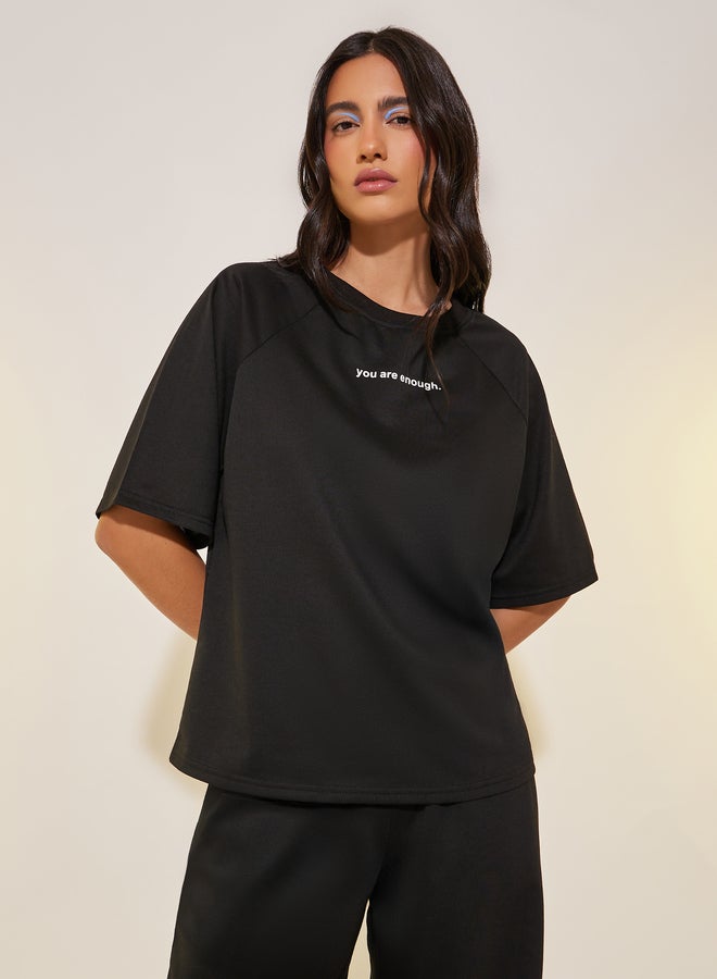 Take Two Slogan Print T-Shirt and Wide Leg Pants Co-Ords - Image 3
