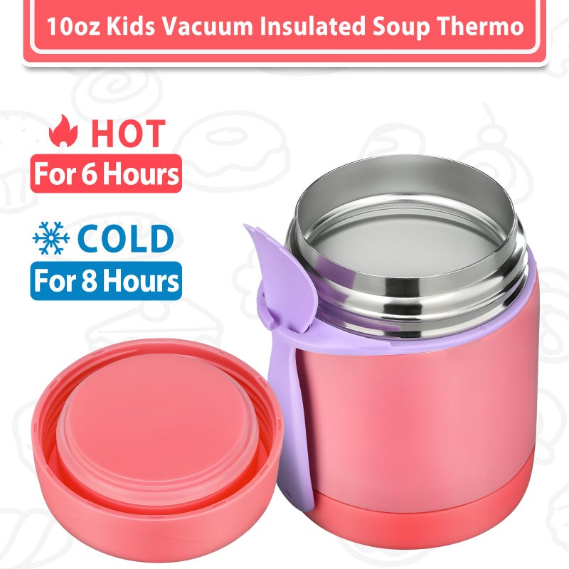 Howeemo 10oz Soup Thermo for Hot Food Kids,Lunch Thermo Kids Food Jar with Spoon Hot Insulated Food Containers,Leak Proof Stainless Steel Wide Mouth Lunch Thermo Jar for School(Pink) - Image 4