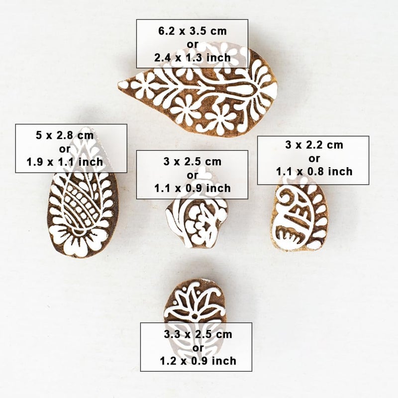 TWOGRAMS | Set of 5 | Wooden Indian Traditional Design Printing Stamps/Blocks for Printing Saree Border/Dresses/Craft Card Making/Scrapbook/Clay Pottery - Image 4
