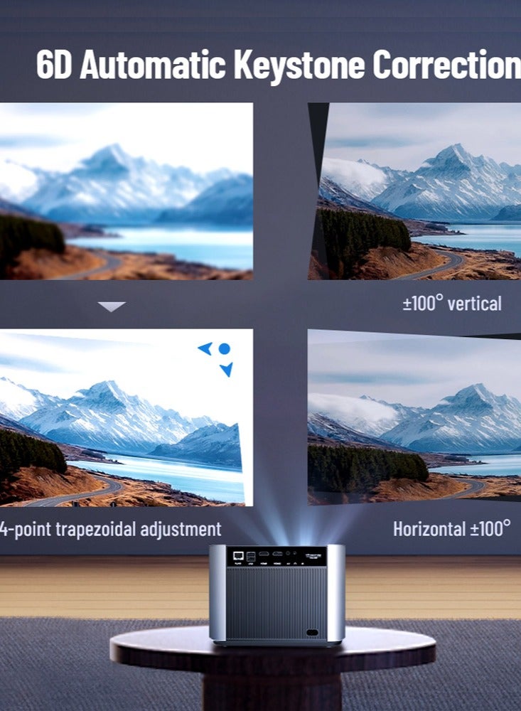 جهاز عرض مزود بشبكة واي فاي 5G وبلوتوث، جهاز عرض محمول يدعم دقة 4K 1080P، والتركيز التلقائي وانحراف المحور، والتكبير، وجهاز عرض أفلام فيديو مسرح منزلي متوافق مع/HDMI/USB/الهاتف/الكمبيوتر المحمول/عصا التلفزيون - Image 5