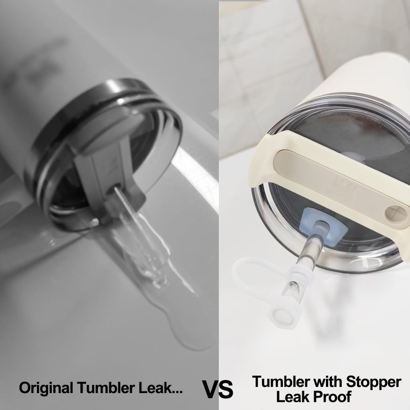 DUNLAGUE Silicone Spill Stopper Set Compatible with Stanley Cup 2.0 30oz & 40oz with Straw Cover (Set of 2  Clear) - Image 4