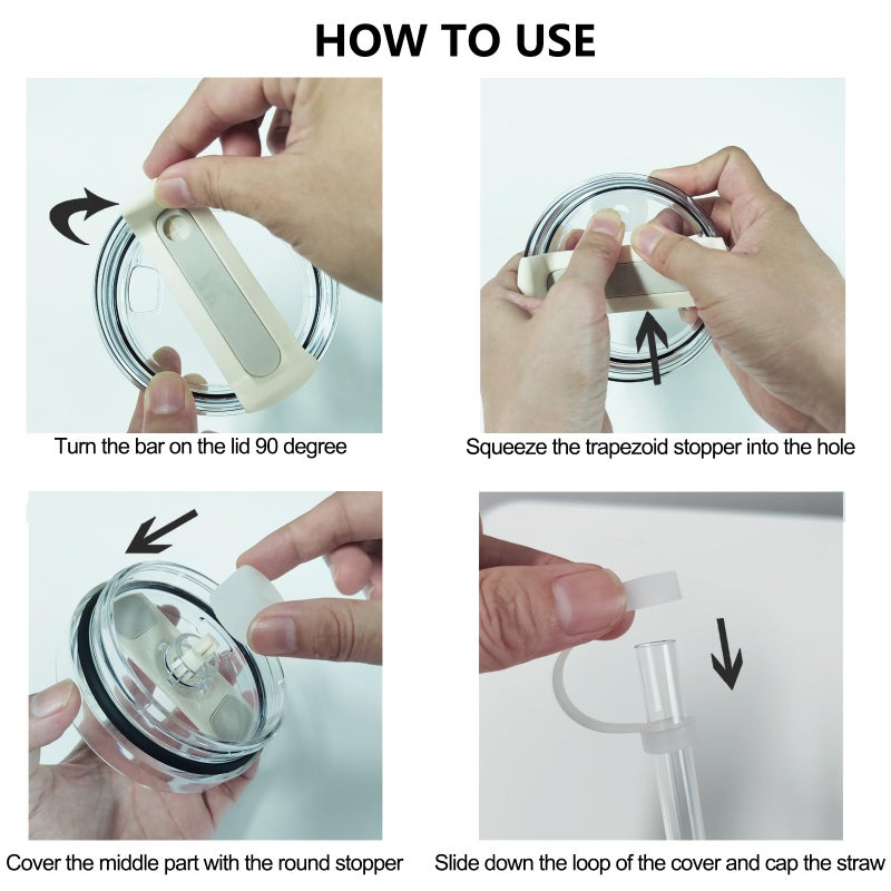 DUNLAGUE Silicone Spill Stopper Set Compatible with Stanley Cup 2.0 30oz & 40oz with Straw Cover (Set of 2  Clear) - Image 5