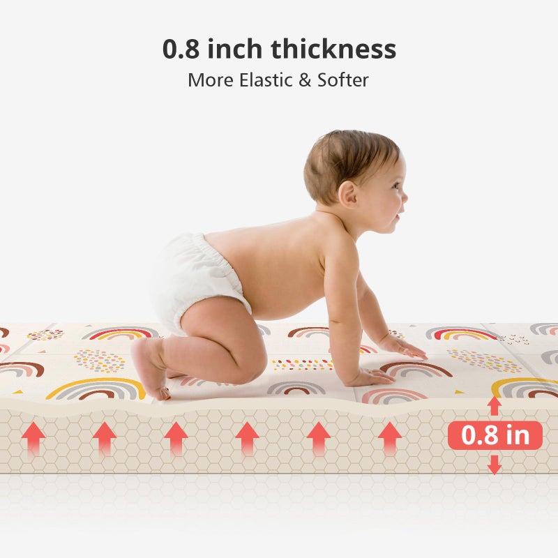 PIGLOG Baby Play Mat, Middle 59X59" Playmat for Playpen, 0.8 Inch Thick Foldable Baby Crawling Mat, Portable Playmat for Babies and Toddlers, Infants, Toddler, Kids - Image 4