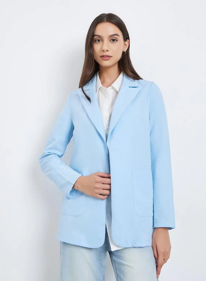 Take Two Women Solid Pocket Detail Long Sleeve Blazer