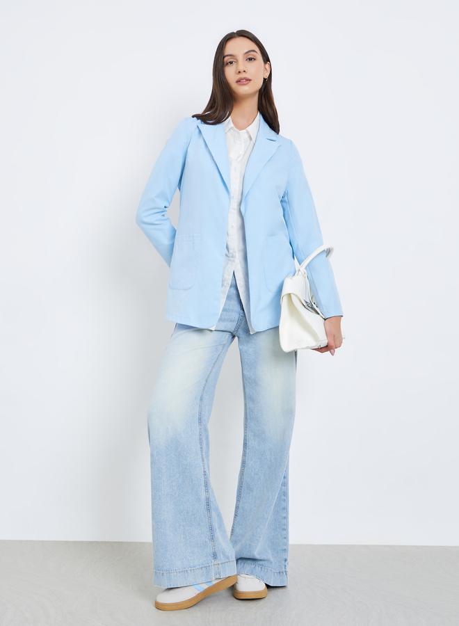 تايك تو بليزر نسائي سادة بأكمام طويلة وتفصيلة جيب - Image 2