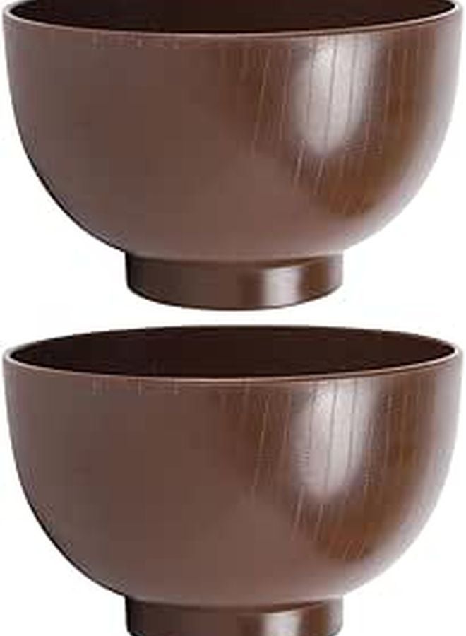 Japanese Style Soup Ramen Bowls 2 Piece Set Wooden Texture Small Size for Home and Restaurant - Image 1