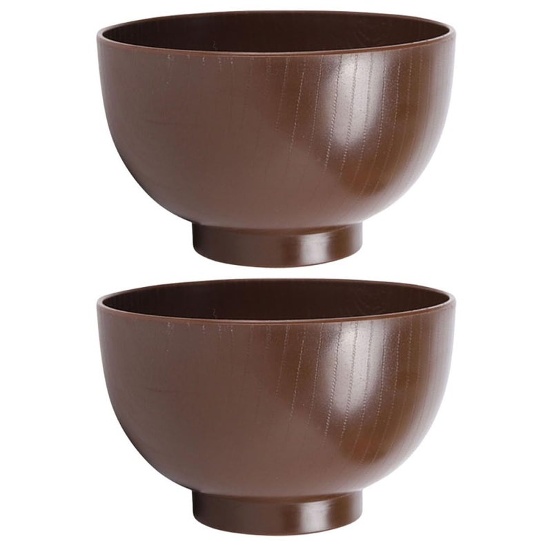 Japanese Style Soup Ramen Bowls 2 Piece Set Wooden Texture Small Size for Home and Restaurant - Image 2