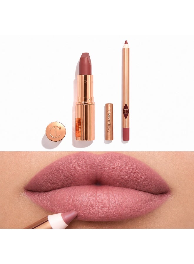 Charlotte Tilbury Pillow Talk Lip Kit, Fair Shade, Nude Pink Lip Liner & Matte Lipstick Set - Image 2