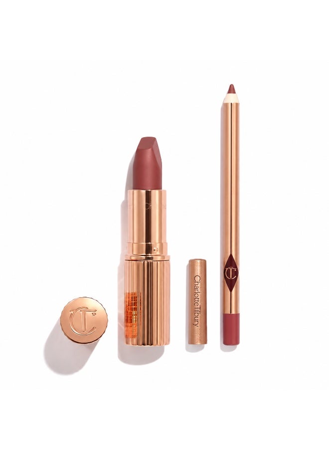 Charlotte Tilbury Pillow Talk Lip Kit, Fair Shade, Nude Pink Lip Liner & Matte Lipstick Set - Image 1