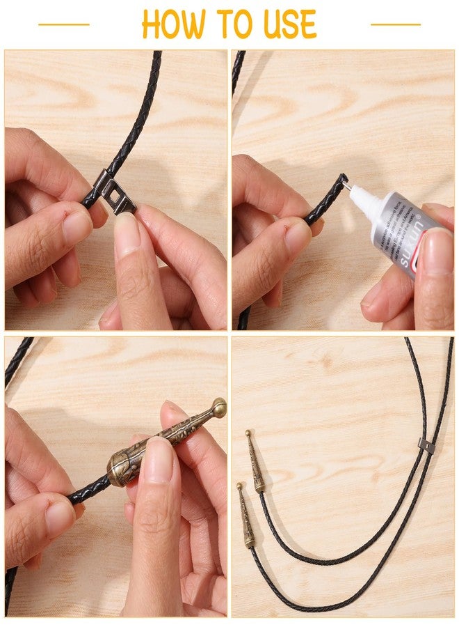 CHGCRAFT 4 Color Bolo Tie Making Kit 8 Pcs Bolo Tie Tips 4 Pcs Bolo Tie Slides Clasps 3 Pcs Cowhide Bolo Tie Cord Alloy Bolo Tie Buckle Accessories for Bolo Tie Making - Image 4