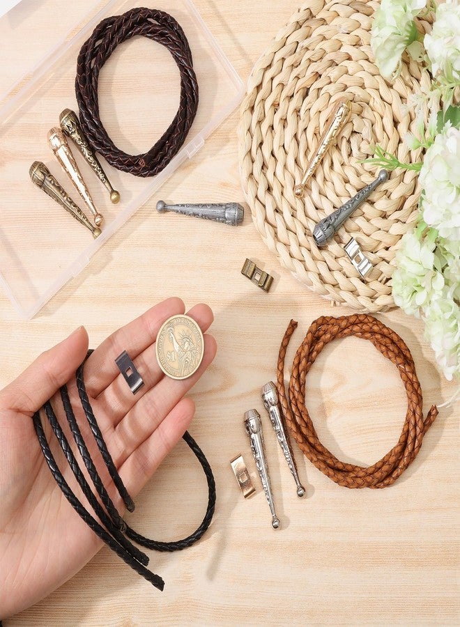 CHGCRAFT 4 Color Bolo Tie Making Kit 8 Pcs Bolo Tie Tips 4 Pcs Bolo Tie Slides Clasps 3 Pcs Cowhide Bolo Tie Cord Alloy Bolo Tie Buckle Accessories for Bolo Tie Making - Image 3