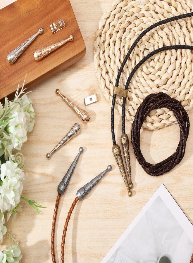 CHGCRAFT 4 Color Bolo Tie Making Kit 8 Pcs Bolo Tie Tips 4 Pcs Bolo Tie Slides Clasps 3 Pcs Cowhide Bolo Tie Cord Alloy Bolo Tie Buckle Accessories for Bolo Tie Making - Image 5