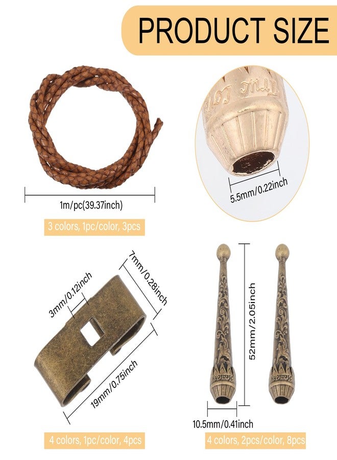 CHGCRAFT 4 Color Bolo Tie Making Kit 8 Pcs Bolo Tie Tips 4 Pcs Bolo Tie Slides Clasps 3 Pcs Cowhide Bolo Tie Cord Alloy Bolo Tie Buckle Accessories for Bolo Tie Making - Image 2