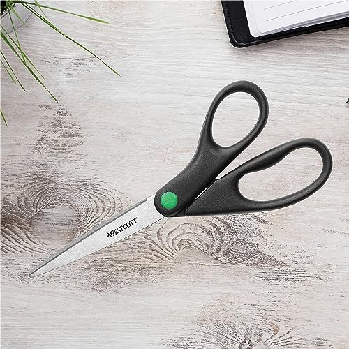 Westcott Wescott Kleenearth Recycled Stainless Steel Scissors, 8" Straight, Black (41418) - Image 3