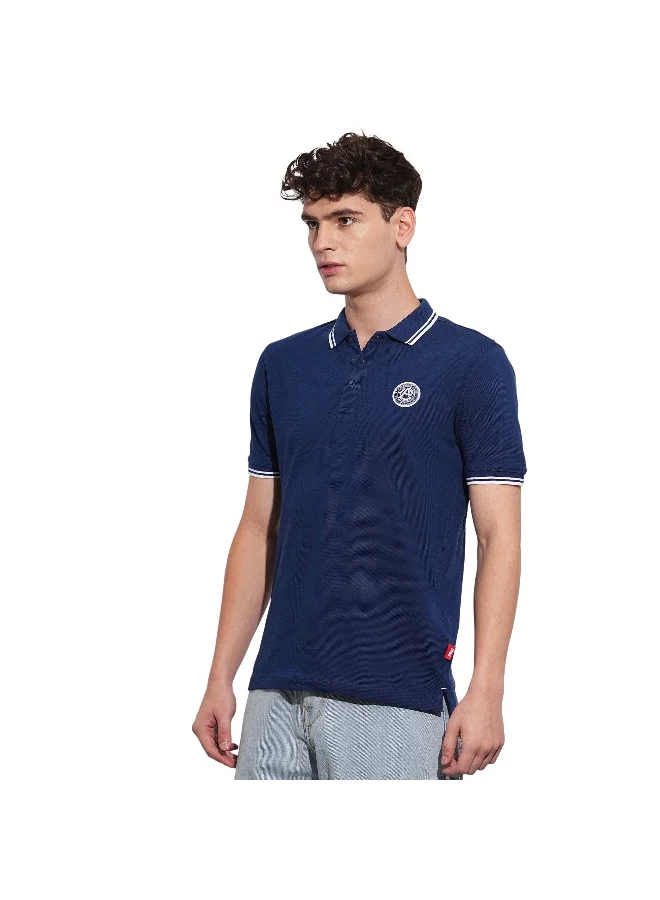 Being Human Mens Navy Polo Collar Short Sleeve Polo T-Shirt