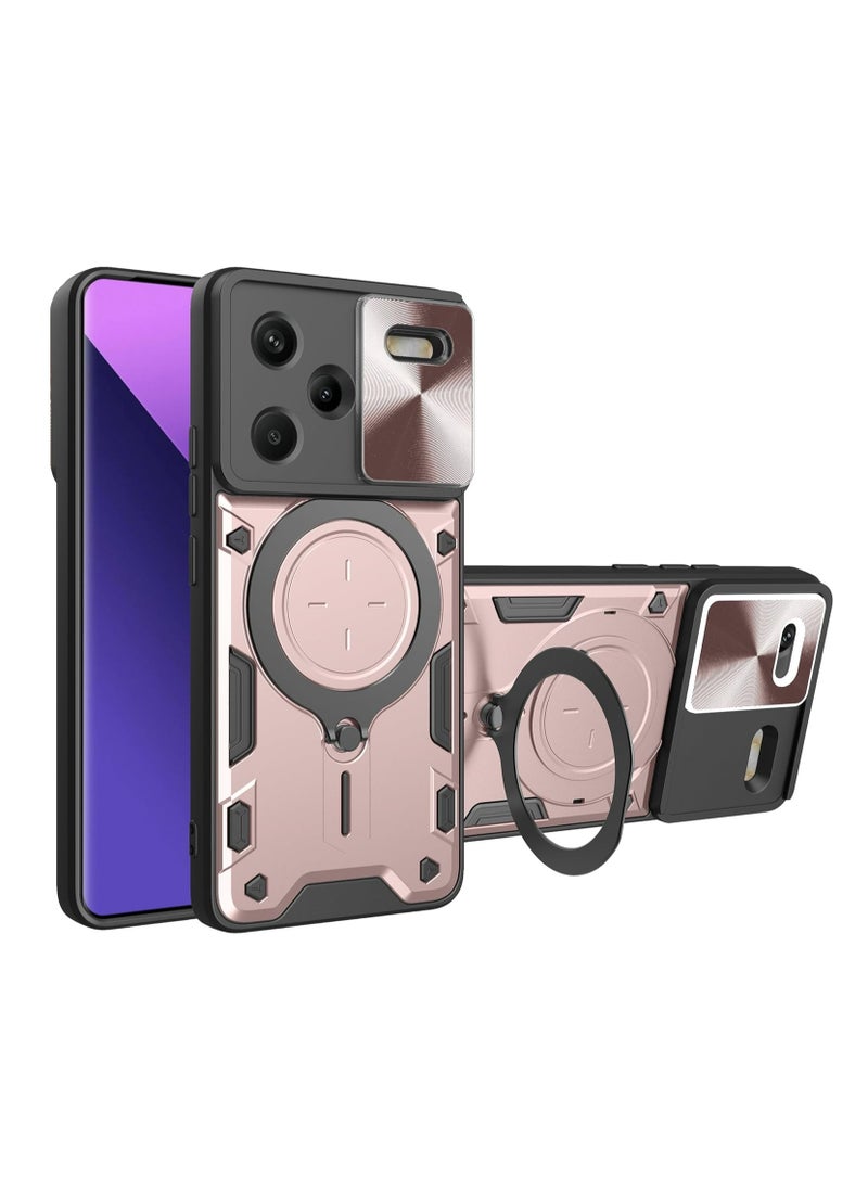 Generic - Xiaomi Redmi Note 13 Pro Plus 5G Pink Mobile Phone Case Cover, Slide Camera Lens Cover, 360°Rotating Kickstand Ring, Bumper Shockproof Phone Case，Compatible with Car Magnetic Mount - Image 1