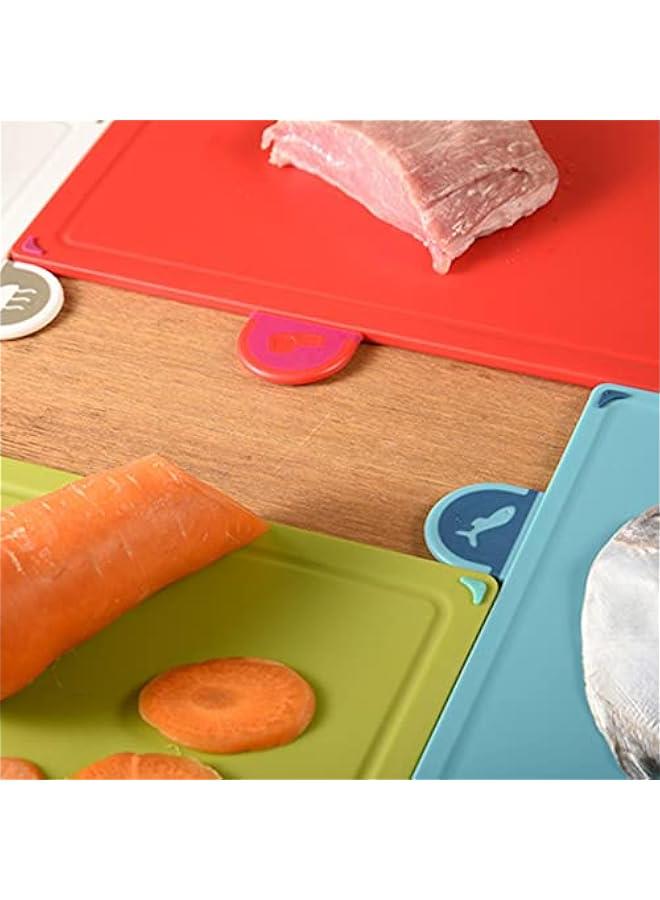 Plastic Cutting Board with Storage Shelf set of 4) for Kitchen Different Food TypesColorCoded DishwasherSafe NonSlipwith e Saving Storage Case grey) - Image 4