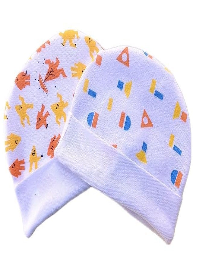 4NEwBiES Baby's Cotton New Born Baby Stylish Cap, Multicolor, 0-6 Months (0-6 Months, 3, Count) - Image 2