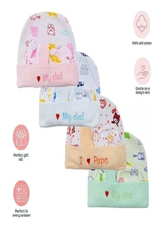 4NEwBiES Baby's Cotton New Born Baby Stylish Cap, Multicolor, 0-6 Months (0-6 Months, 3, Count) - Image 4