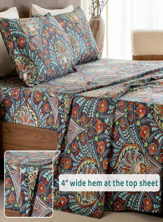QSH Boho Sheets King Size - 100% Egyptian Cotton Bohemian Patterned Sheets Printed Bedding King Size Bed Sheets 17.5" Extra Deep Pocket 4pcs - Image 5