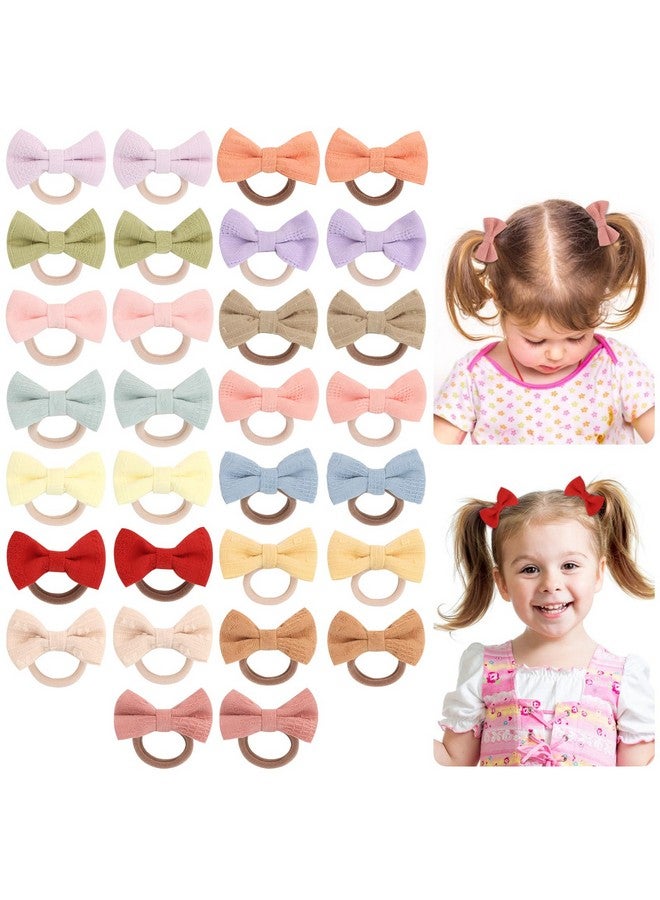 ACO-UINT Baby Toddler Hair Ties, 30 Pack Bow Hair Ties Soft Elastic No Damage Samll Ponytail Holders Hair Accessories for Girls Kids Infant - Image 1