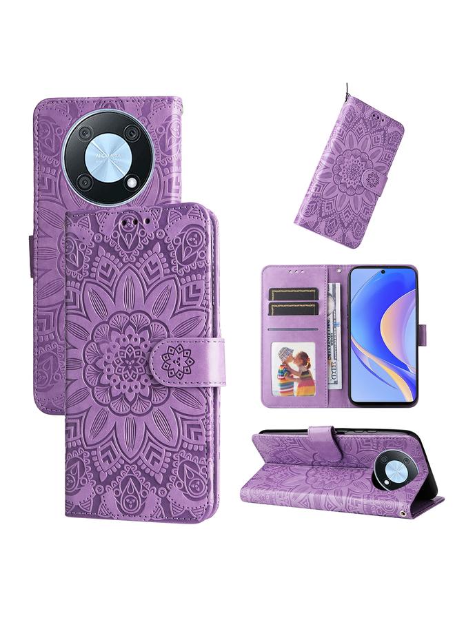 Zaboon Case For Huawei nova Y90 / Enjoy 50 Pro Embossed Sunflower Leather Phone Case - Image 1