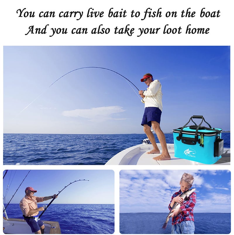 Grneric Foldable Multi-Functional Live Fish Bait Bucket - 6/8/10 Gallon, Outdoor Camping EVA Fishing Bag - Image 5