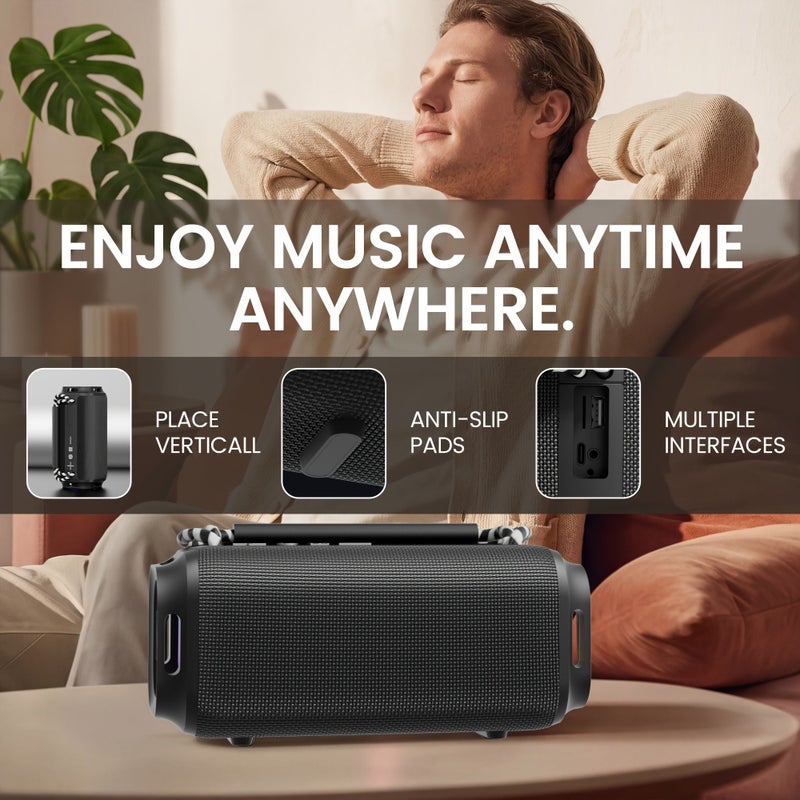 Black Portable Wireless RGB Speaker HD Sound Outdoor Bluetooth - Image 5
