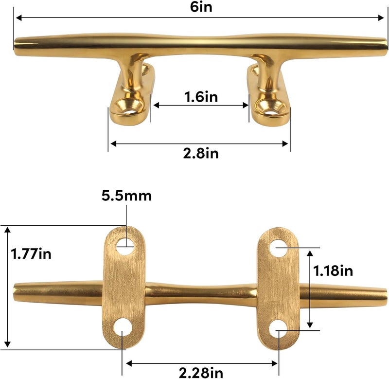 VEITHI 4/5/6 inch Dock Cleats - 316 Stainless Steel Boat Cleats Boat Dock Cleats,Open Base Dock Cleat with Fasteners,Marine Cleat Rope Cleat Boat Cleat for Boat/Deck/Nautical Decor(1,2,4,6,8 Pack) - Image 2