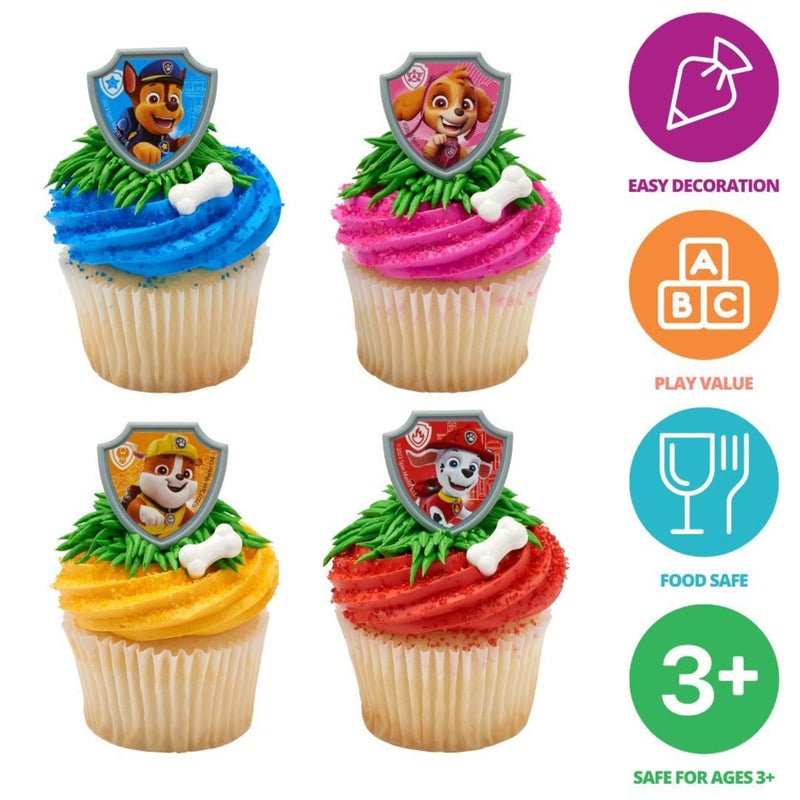 DecoPac DecoPac Paw Patrol Reporting For Duty Rings  Cupcake Decorations Featuring Chase  Marshall  Skye  And Rubble - 24 Pack  - Image 3