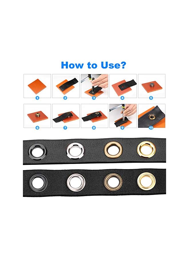 Glarks 164Pcs 1/2 Inch Grommets Eyelets with Tool Sets, 160Pcs 4 Colors Grommets Eyelets with 4Pcs Installation Tools for Fabric, Canvas, Curtain, Clothing, Leather Repair and Decoration - Image 5